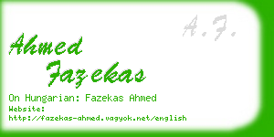 ahmed fazekas business card